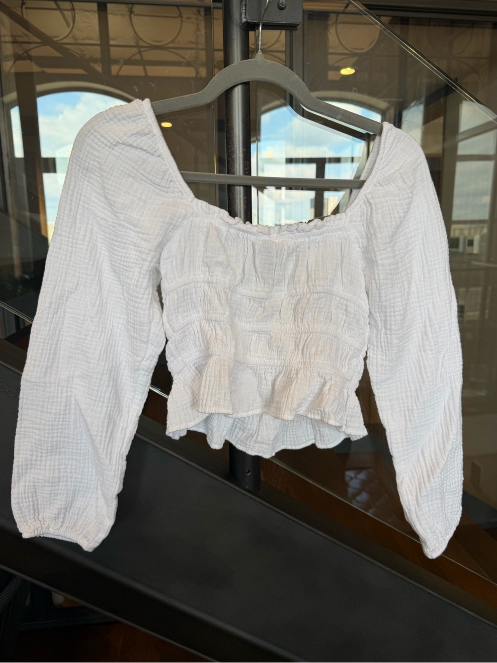 White Long Sleeve Top Blouse
